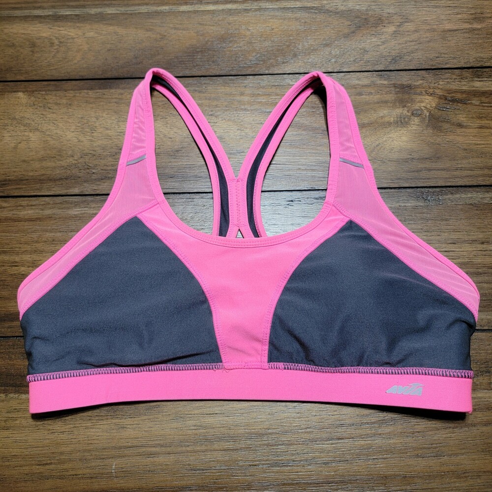 Avia Hot Pink & Black Sports Bra - Size Large